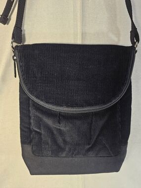 Thirty-One Black Corduroy Adjustable Strap Crossbody Bag - Women